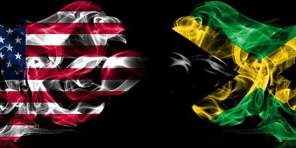 American and Jamaican Flags